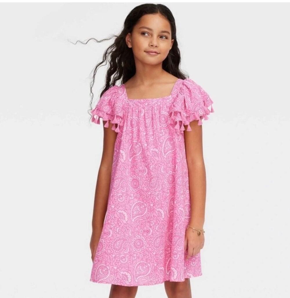 Roller Rabbit X Target Girls XL Pink Paisley Adaptive Ruffle Sleeve Dress NWT